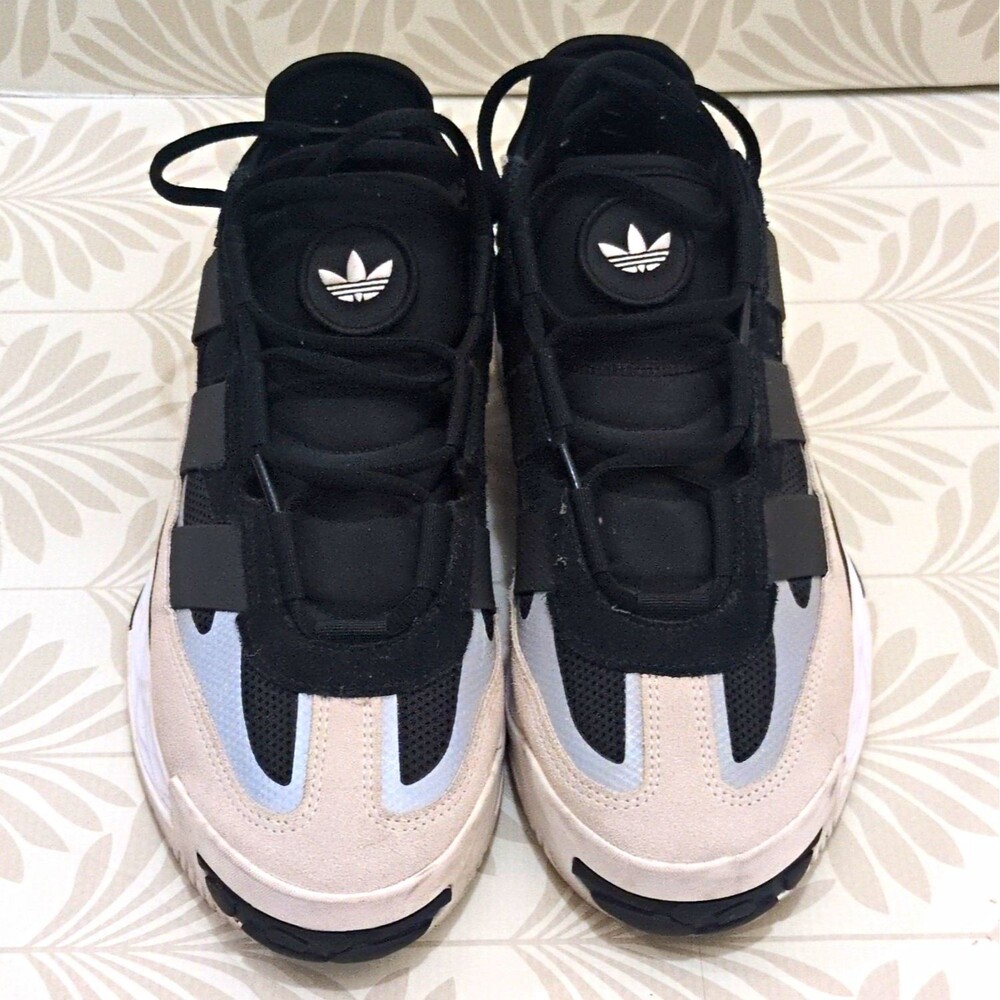 adidas Niteball Men’s Low Top Lace-Up Sneakers Black/White H67360 Size 10
